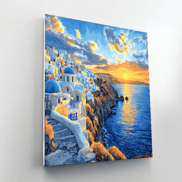 Santorini's Caldera View Paint By Numbers Kits