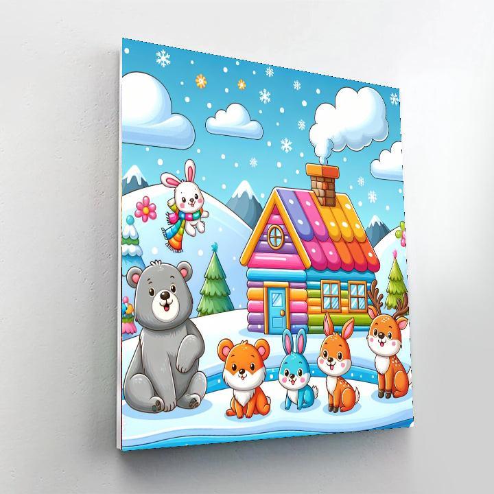 Cozy Cabin Critters Number Painting