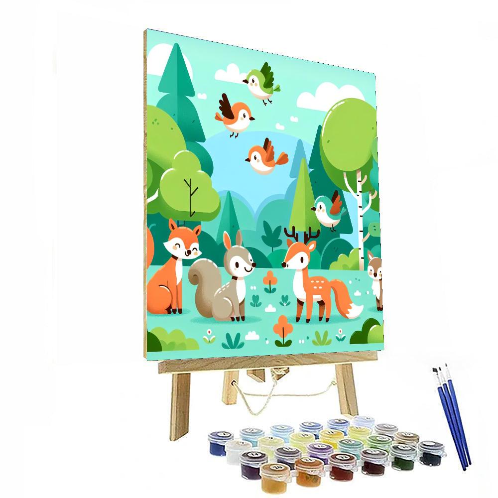Forest Animal Frolic Number Painting