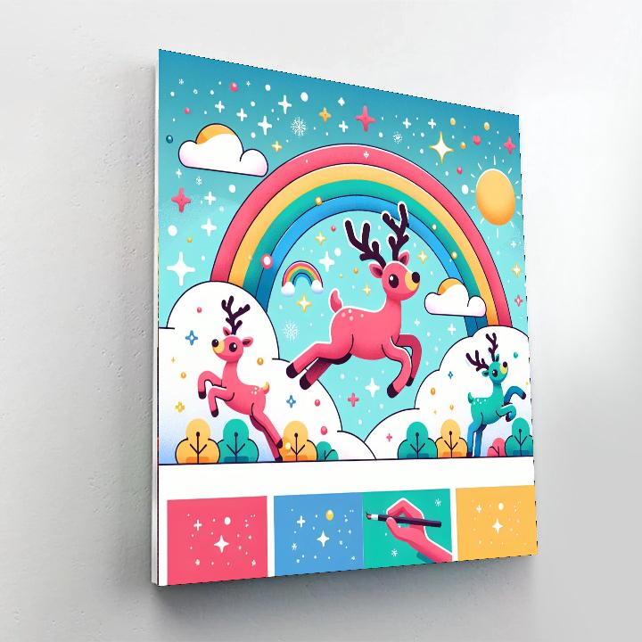 Rainbow Reindeer Revelry Numbered Painting Kits