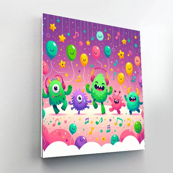Silly Monster Dance Party Paint By Numbers Art