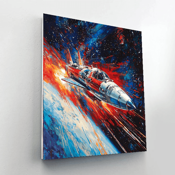 Robert McCall Inspired Retro Galactic Journey  Paint By Color