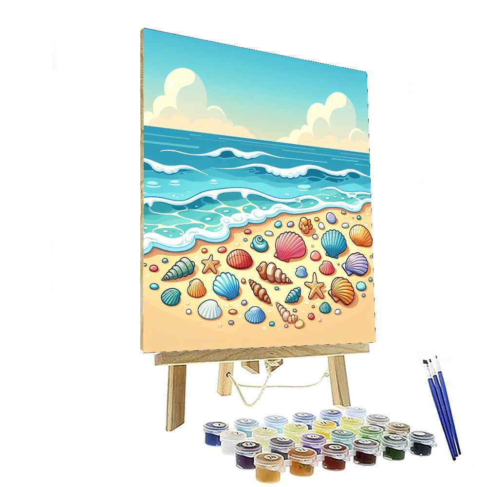 Seashell Seeker's Shore Painting Number Kit