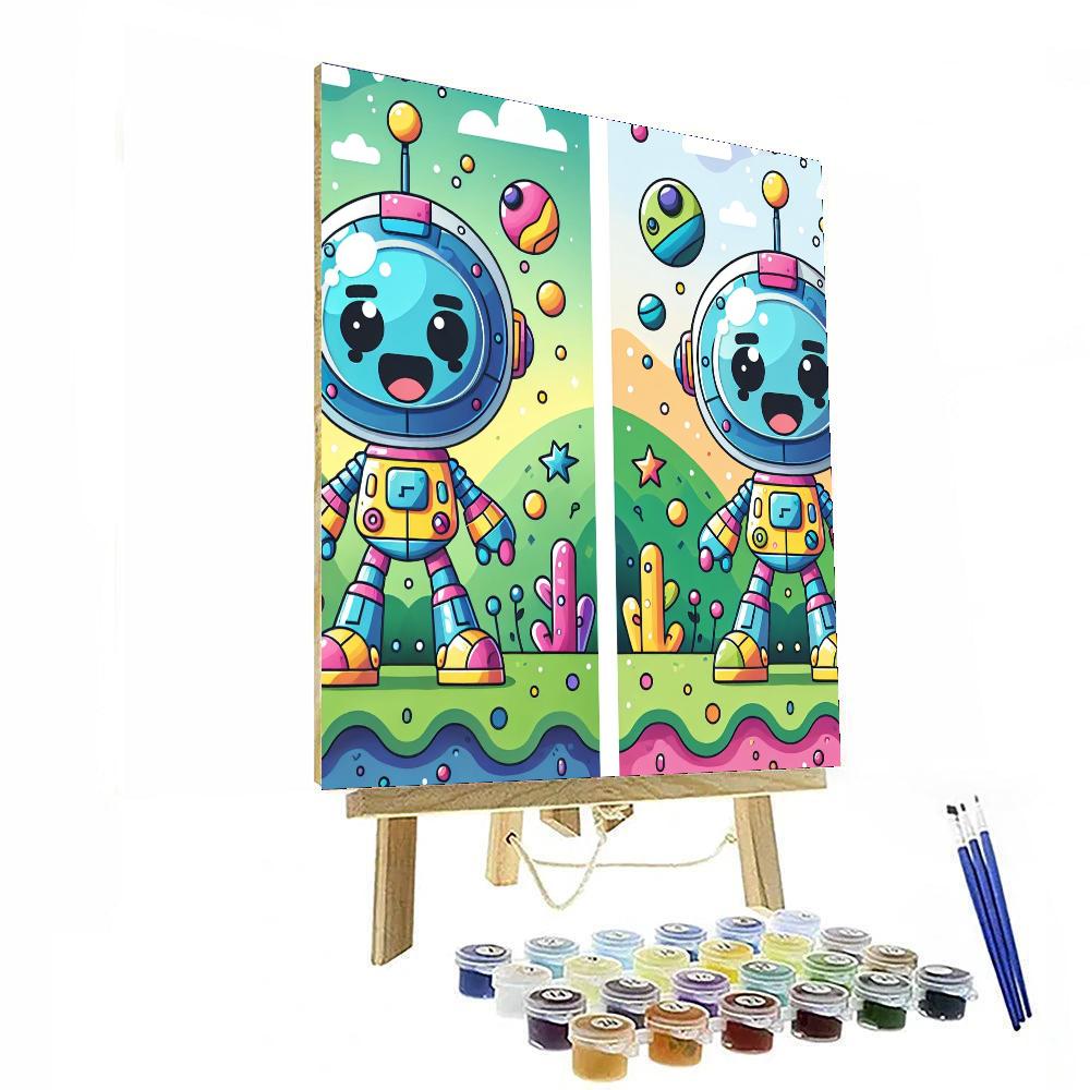 Friendly Robot Explorer Paint By Numbers Art