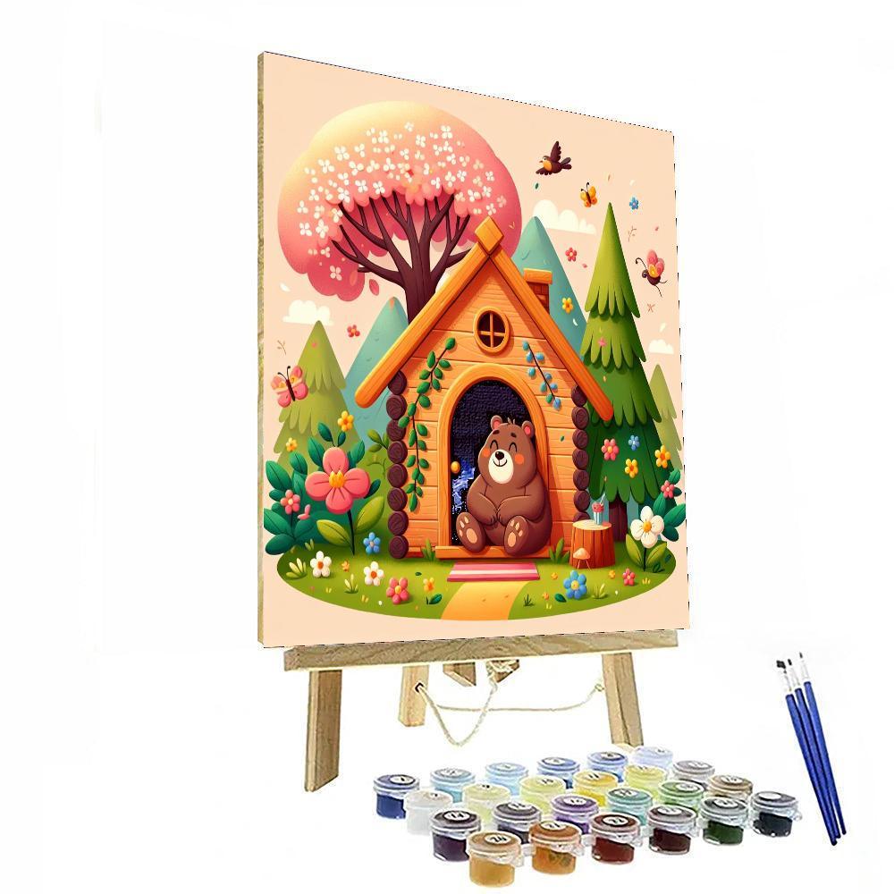Cozy Bear Cabin Paint By Number
