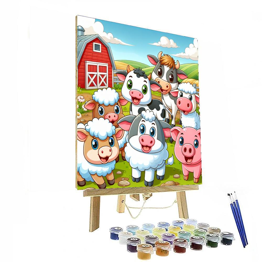 Fun Farm Animals Painting Number Kit