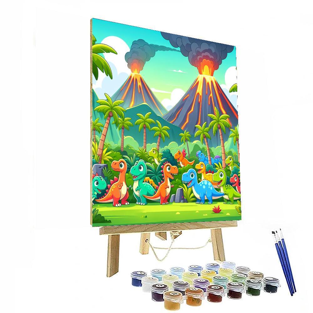 Cheerful Dinosaur Expedition Number Painting