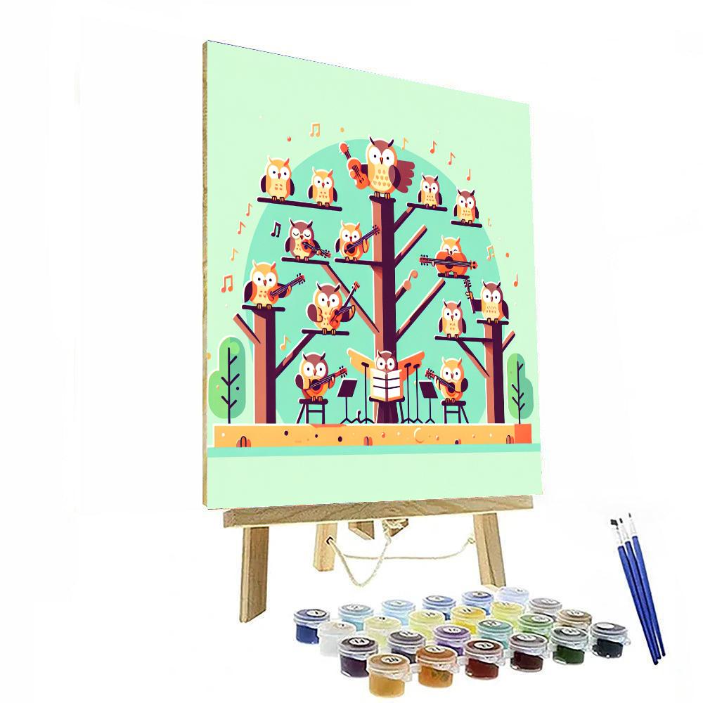 Charming Owl Orchestra Painting By Numbers Kit