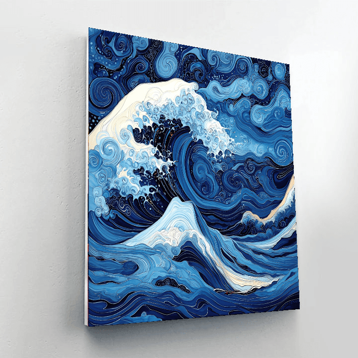 Hokusai Inspired Rhythmic Ocean Waves  DIY Paint By Numbers