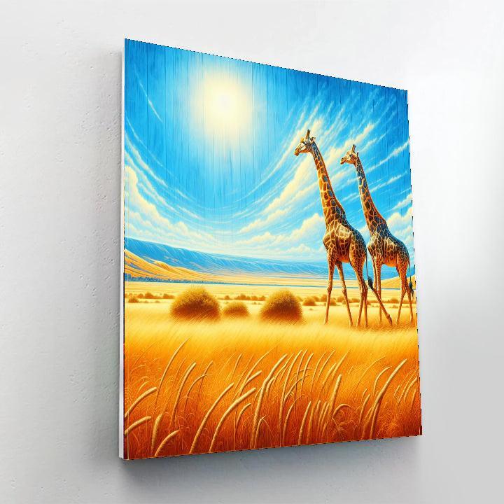 Giraffes On Safari Numbered Painting Kits