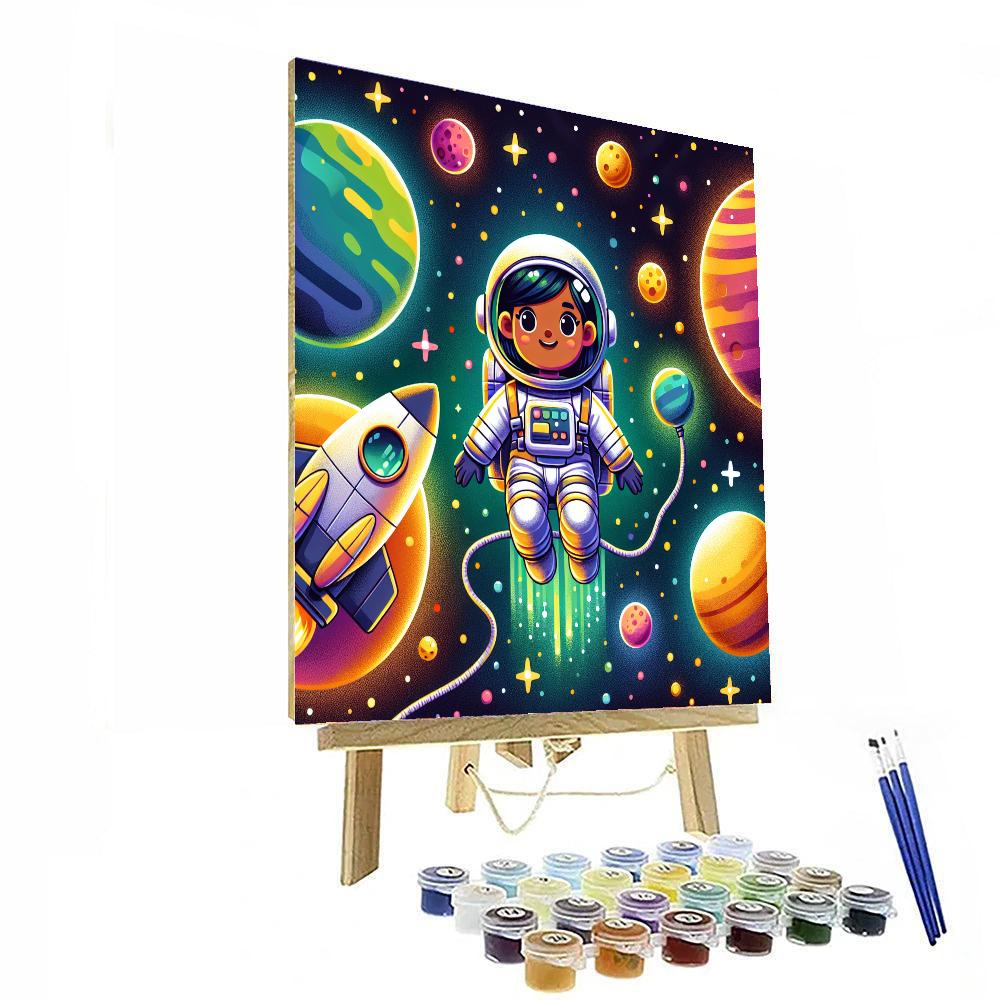Brave Astronaut's Journey Paint By Numbers Art