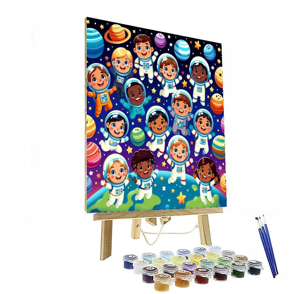 Curious Kids In Space Paint By Color