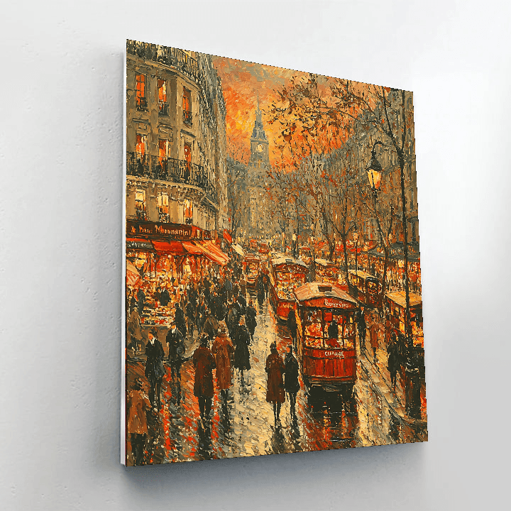 Camille Pissarro Inspired Lively Urban Street Scene  Numbered Painting Kits