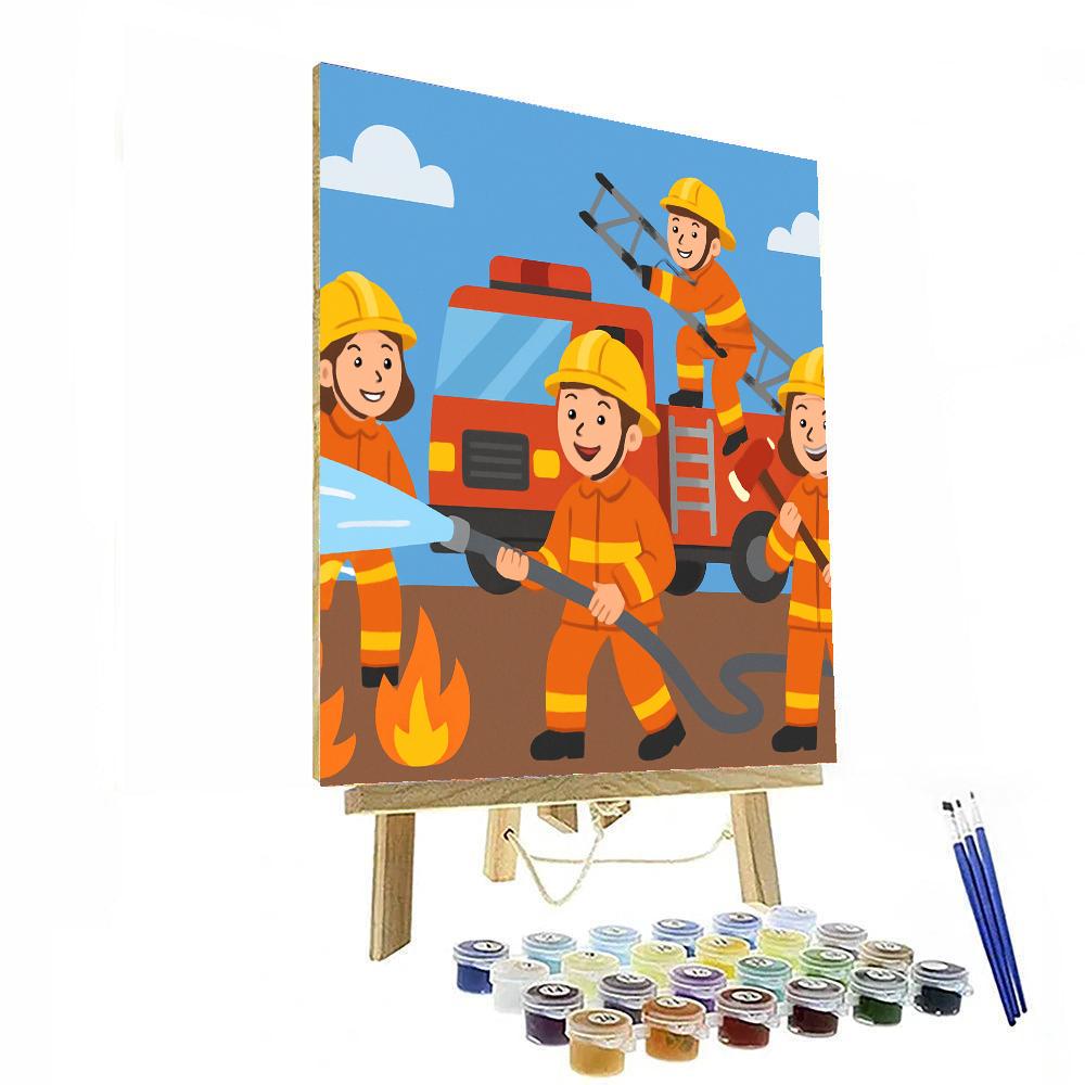 Happy Firefighters Paint By Numbers Art