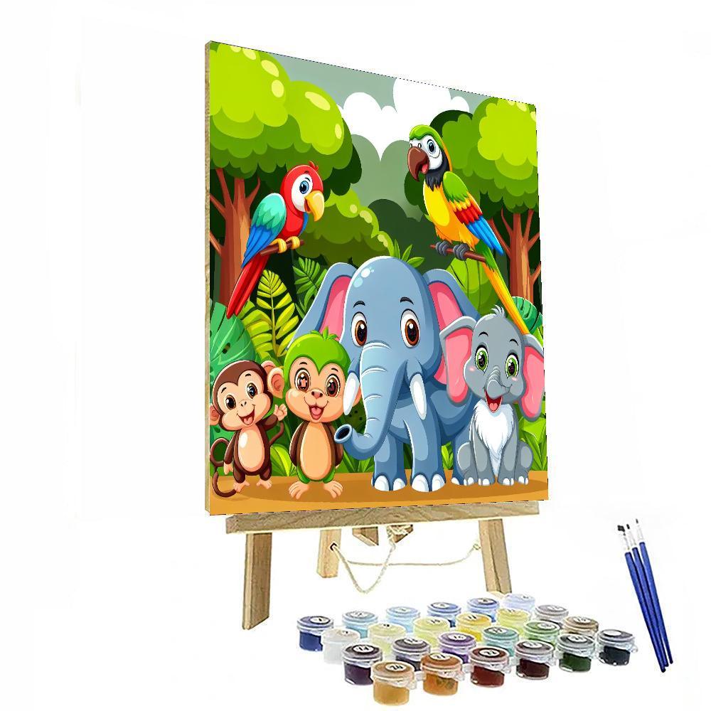 Friendly Jungle Creatures Paint By Numbers Art