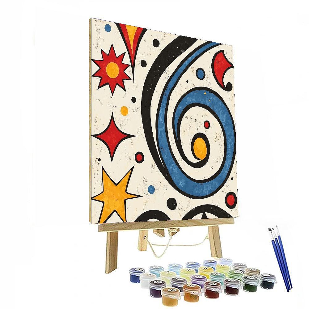 Joan Miró Inspired Whimsical Celestial Dance  Paint By Color