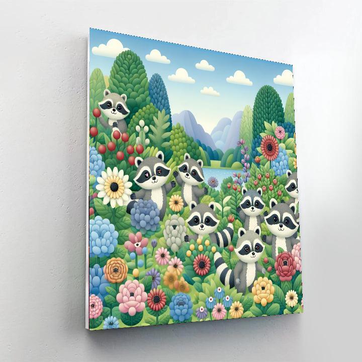 Rainbow Raccoons Numbered Painting Kits