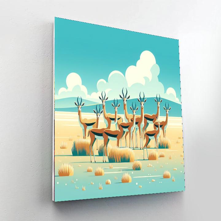 Graceful Gazelle Gathering Painting Number Kit