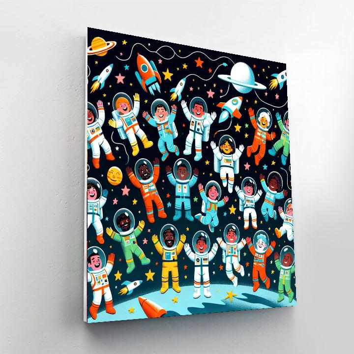 Adventurous Space Cadets Paint By Numbers Art