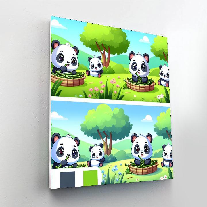 Peaceful Panda Meadow Number Painting