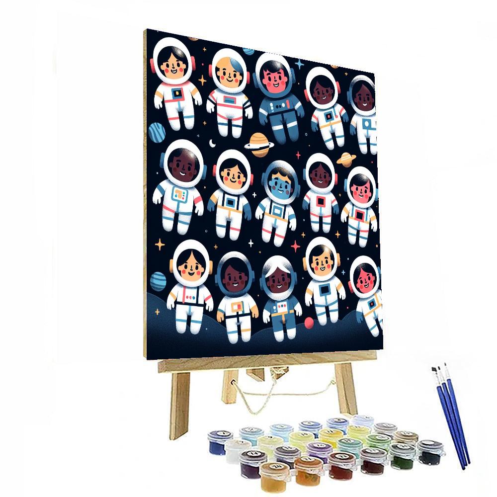Astronauts' Cosmic Adventure Painting Number Kit