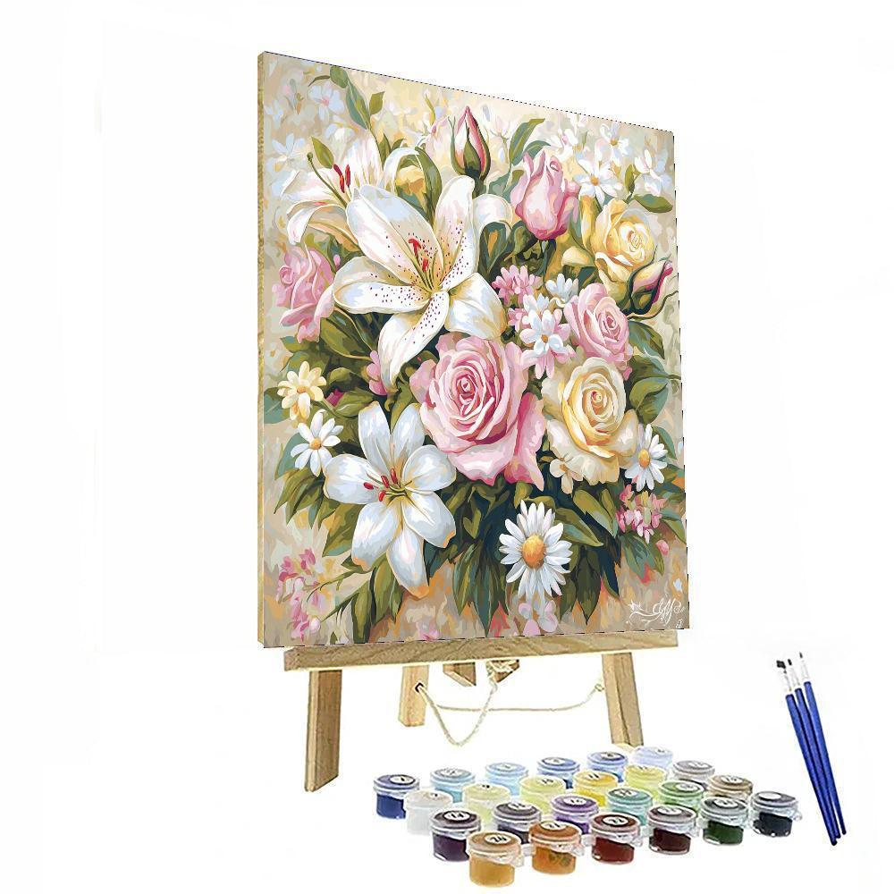 Leonardo Da Vinci Inspired Vibrant Petals  Number Painting