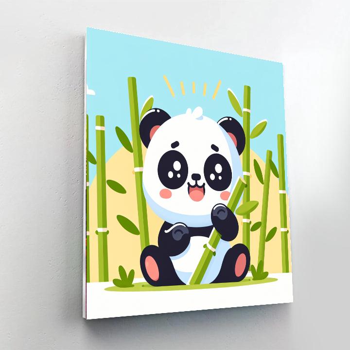 Playful Panda's Bamboo Grove Paint By Numbers Art