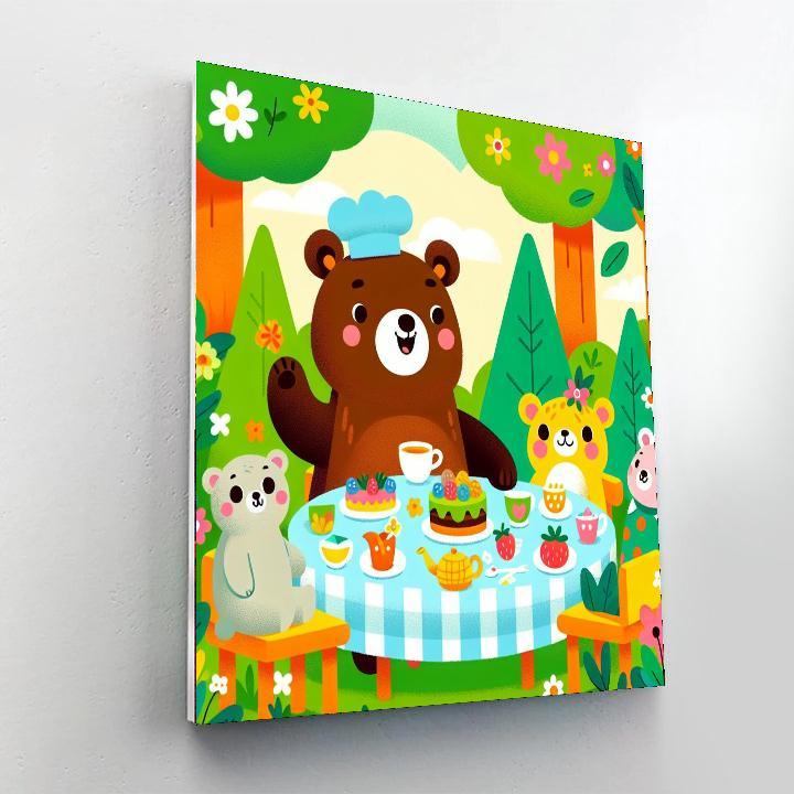 Cuddly Bear Tea Party Numbered Painting Kits