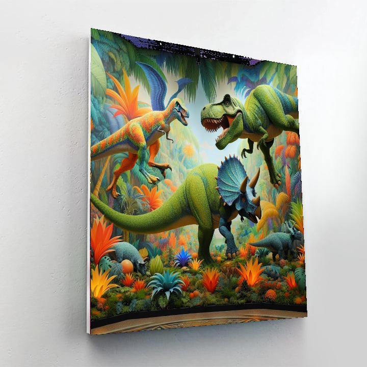 Adventurous Dinosaurs In The Jungle Paint By Numbers