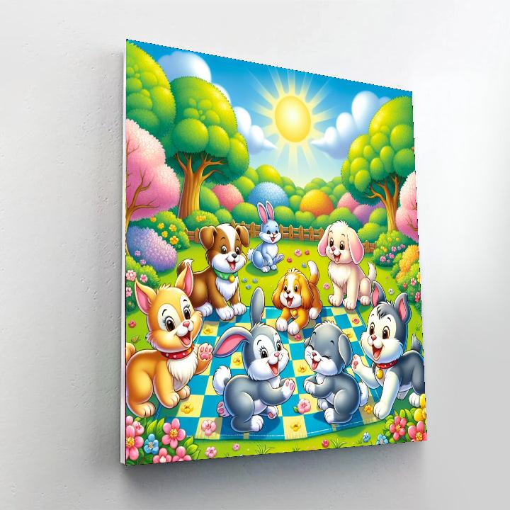 Cute Animal Friends Playdate Paint By Numbers