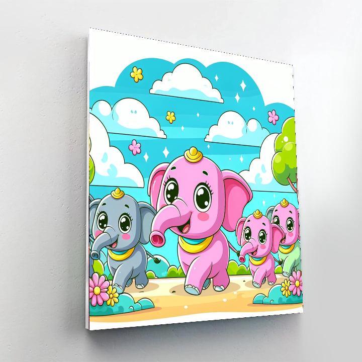 Playful Elephant Parade Paint By Numbers Kits