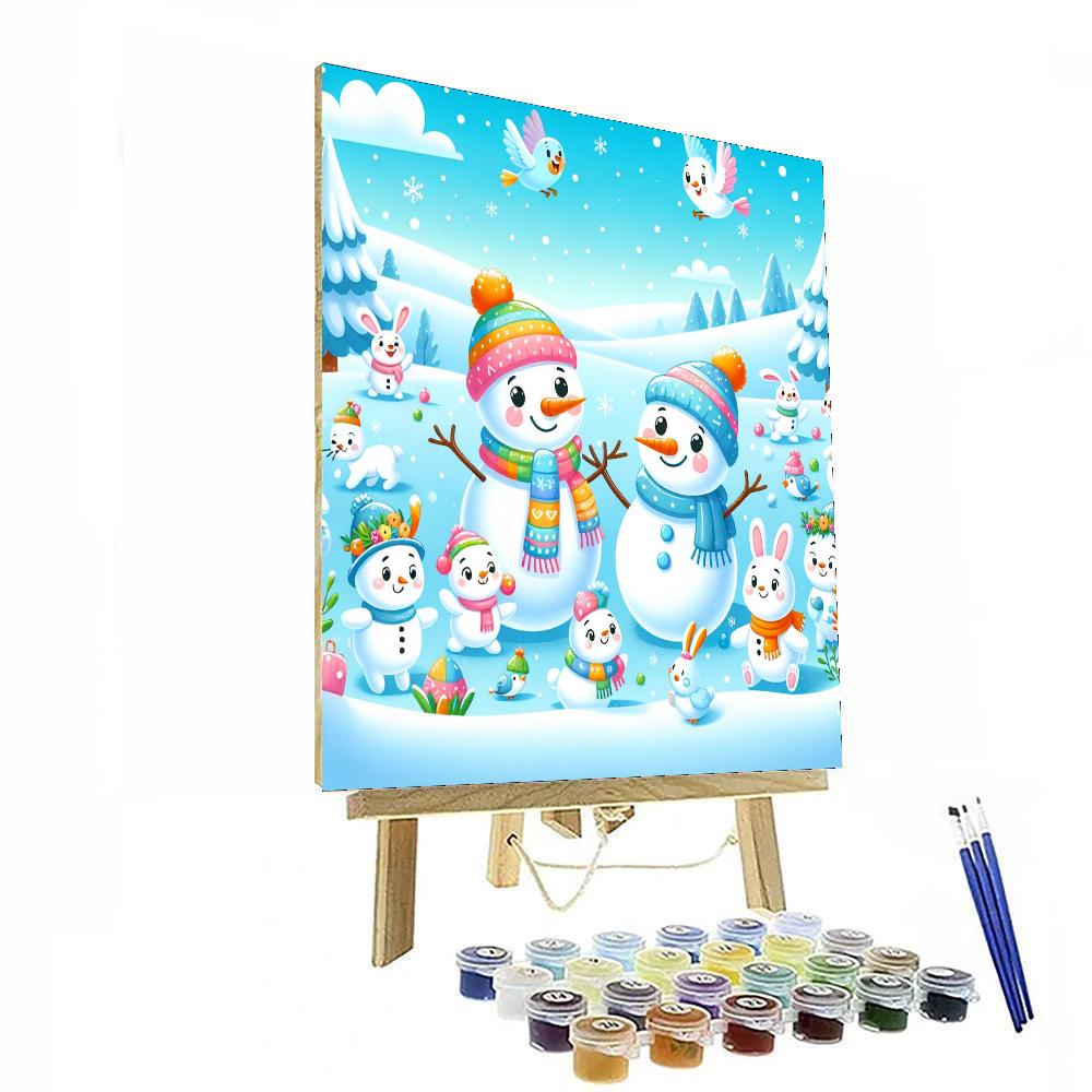 Happy Snowy Friends Painting Number Kit