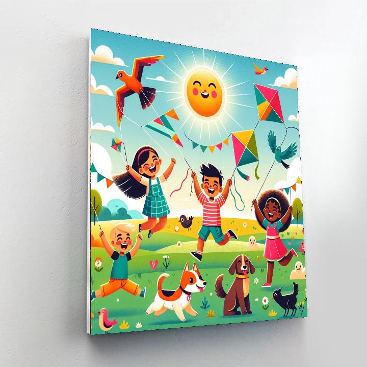 Adventurous Kite Flyers Paint By Numbers Art