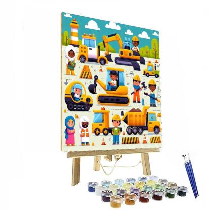 Colorful Construction Crew Numbered Painting Kits