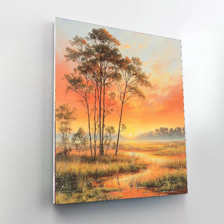 Nandalal Bose Inspired Sunrise Over Hills  Painting Number Kit