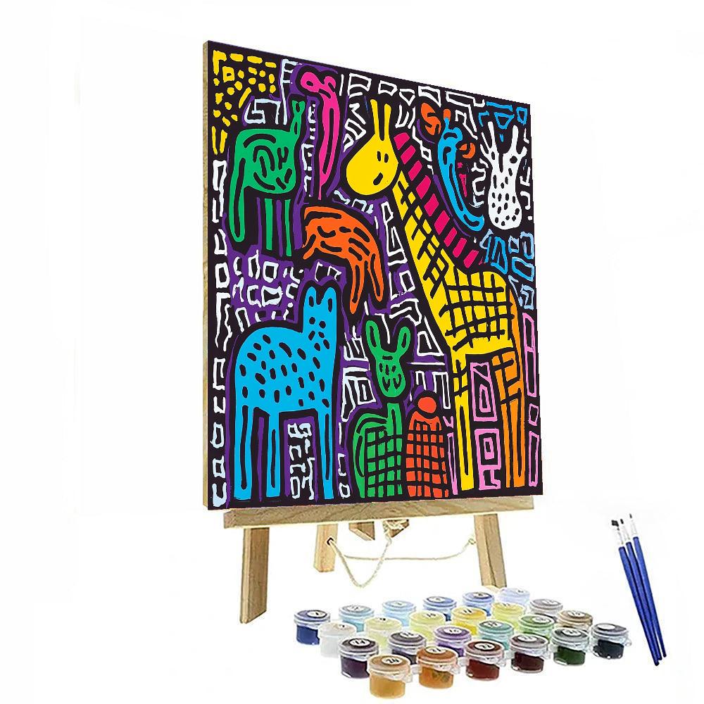 Keith Haring Inspired Kaleidoscope Wildlife  Paint By Number