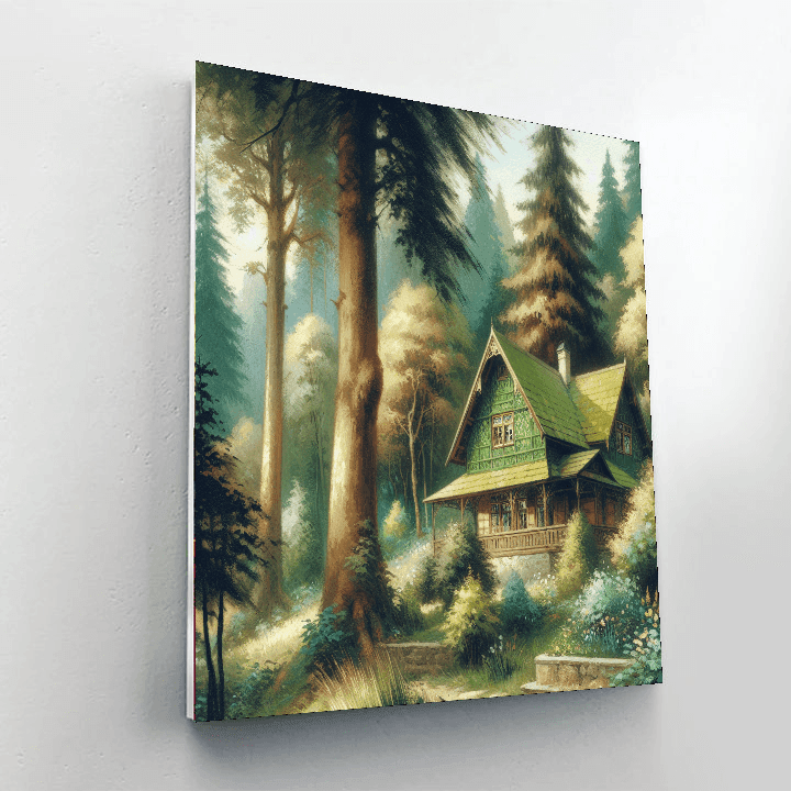 Charming Forest Cottage Number Painting