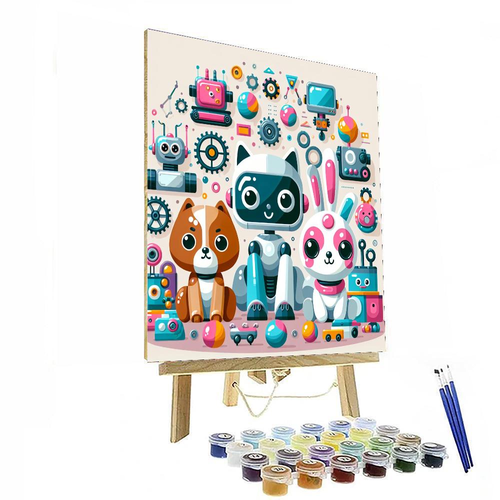 Cute Robot Animals Painting By Numbers Kit