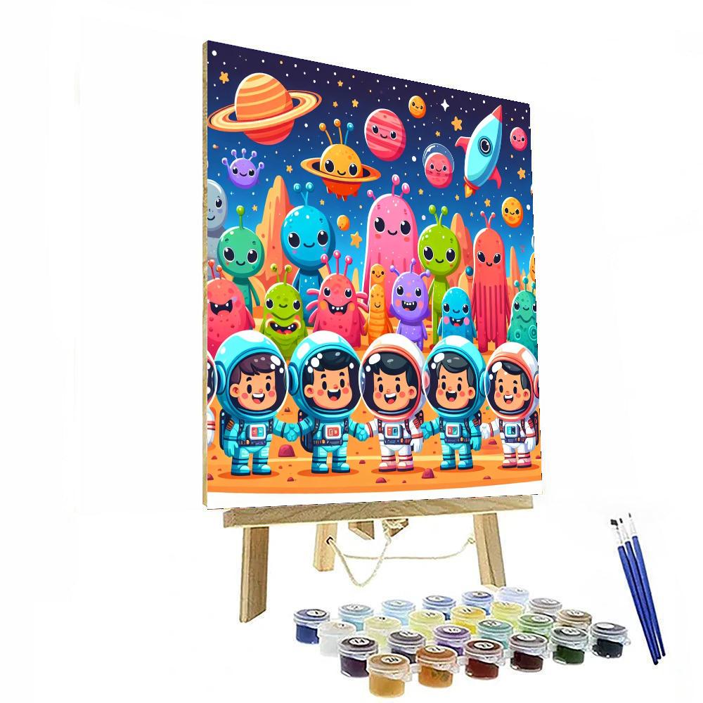 Space Explorers And Alien Friends DIY Paint By Numbers