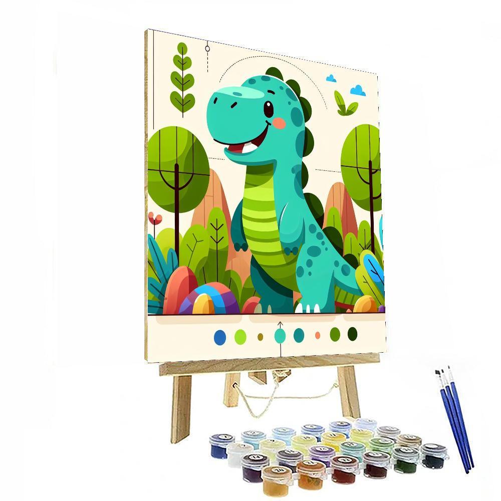 Cheerful Dinosaur Paint By Color