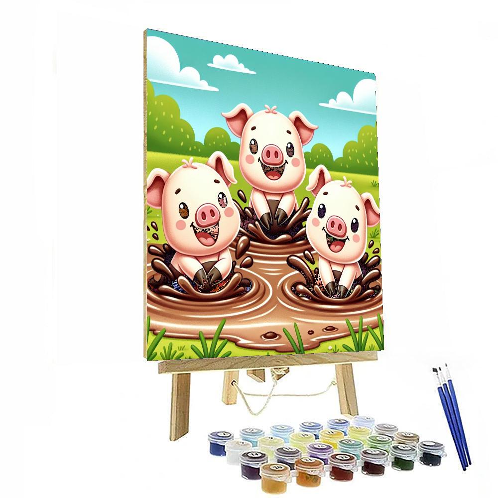 Playful Piglets Number Painting