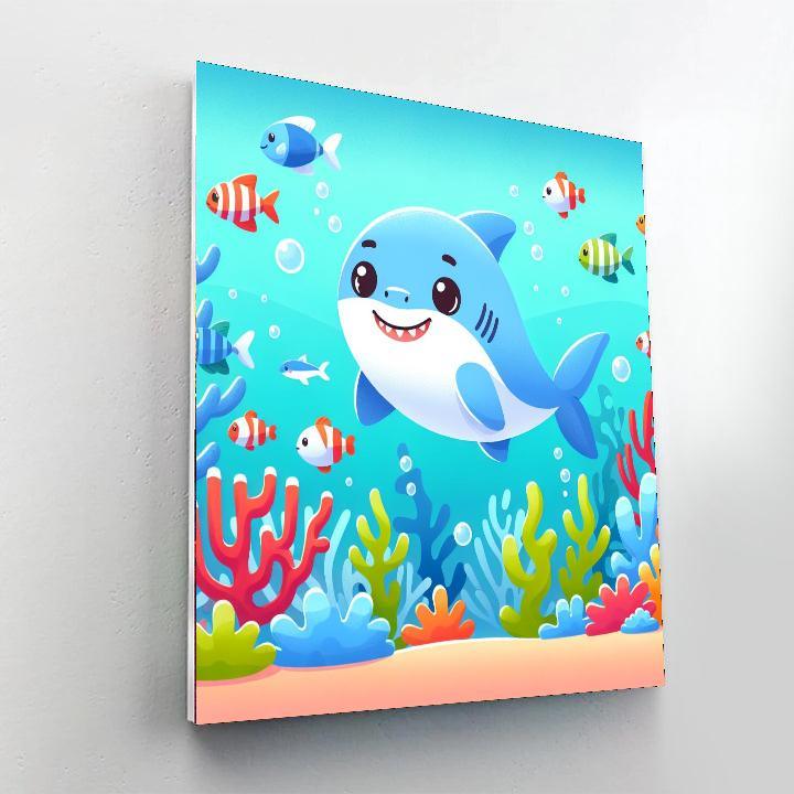 Curious Baby Shark Paint By Numbers Art