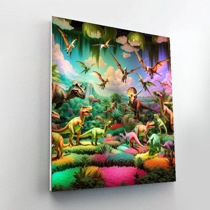 Colorful Playful Dinosaurs Numbered Painting Kits