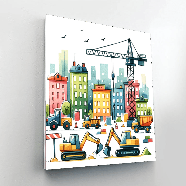 Busy Construction Site Paint By Color