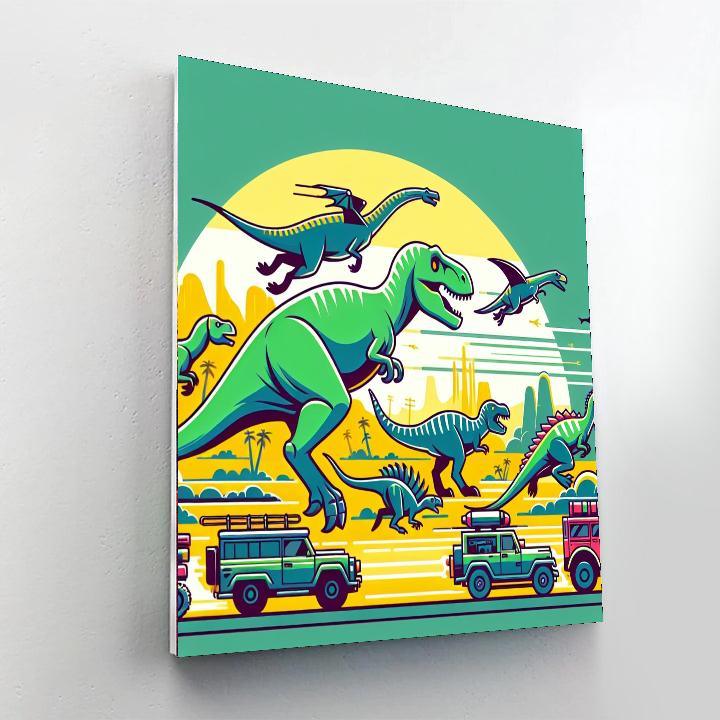 Racing With The Dinosaurs Paint By Numbers Kits