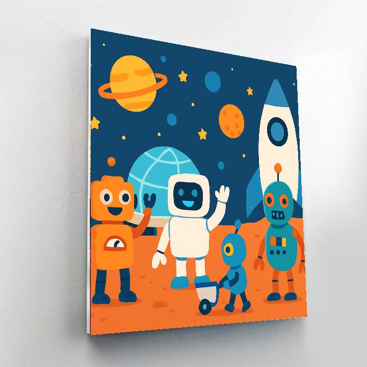 Robot Space Colony Paint By Numbers