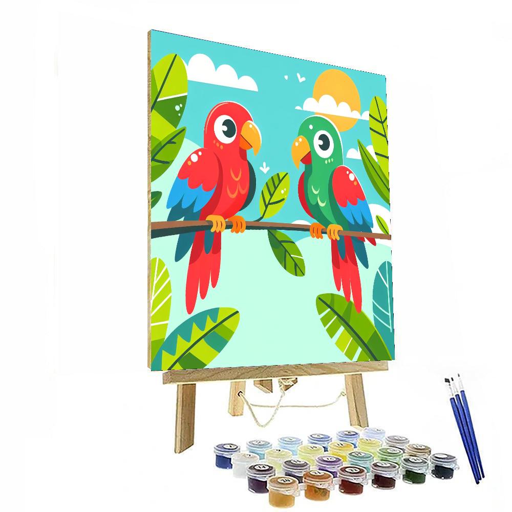 Prismatic Parrots Paint By Numbers Art