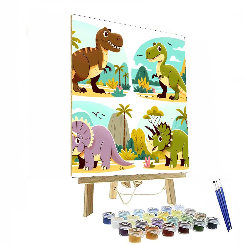 Prehistoric Dinosaurs Paint By Numbers Art