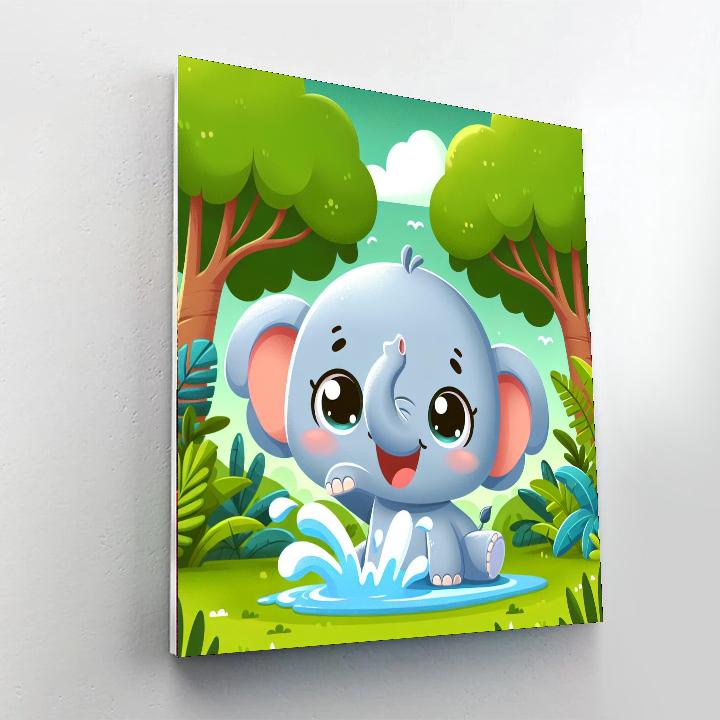 Adventurous Baby Elephant Painting Number Kit