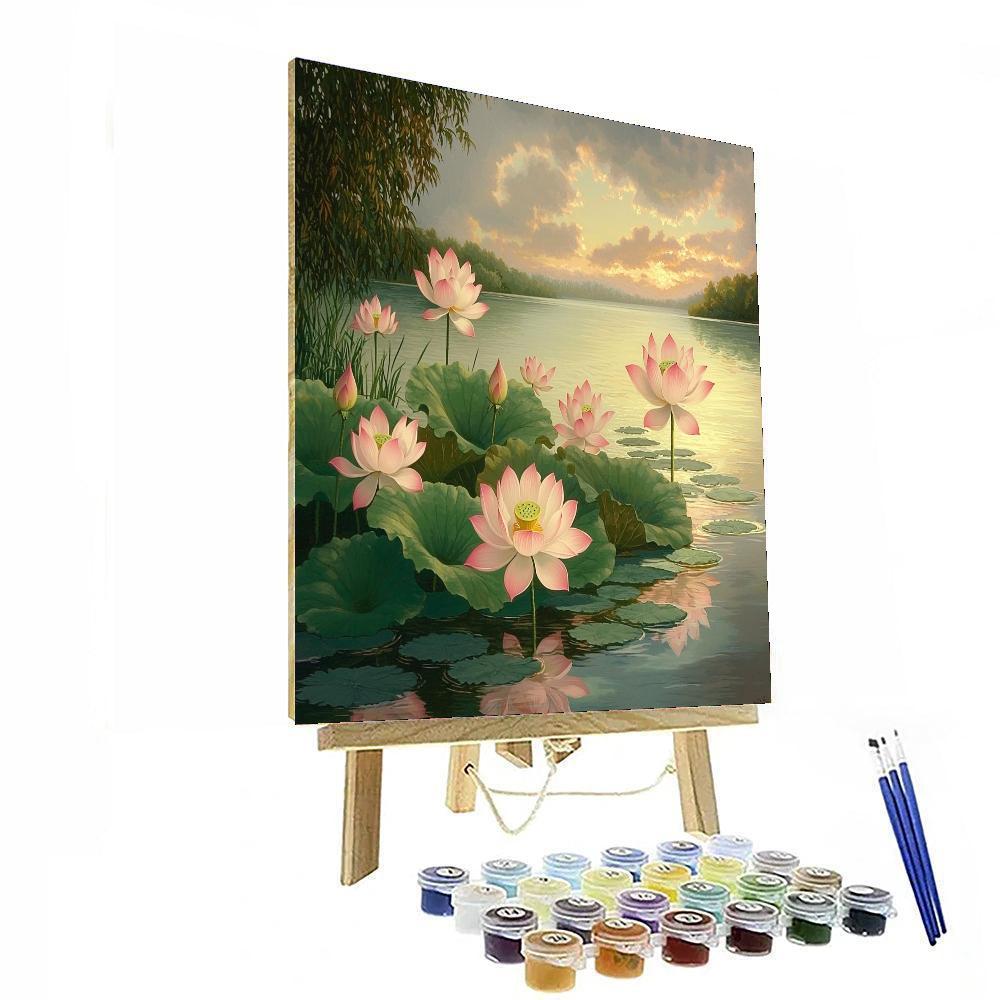 Utagawa Hiroshige Inspired Lotus Reverie  Paint By Numbers Art